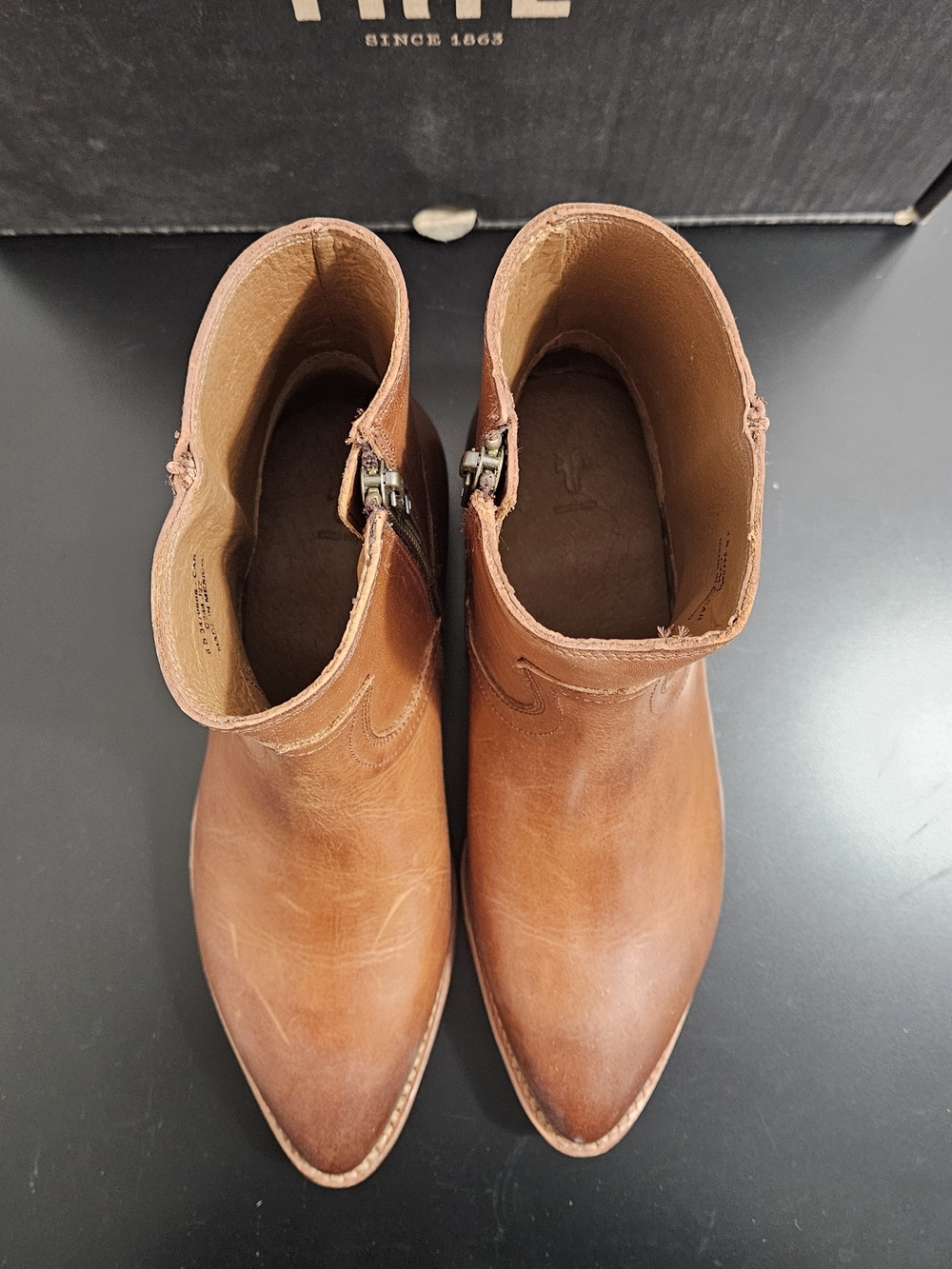 NIB FRYE Womens Billy Inside Zip Ankle Boots - Caramel Size 8M - Picture 7 of 13